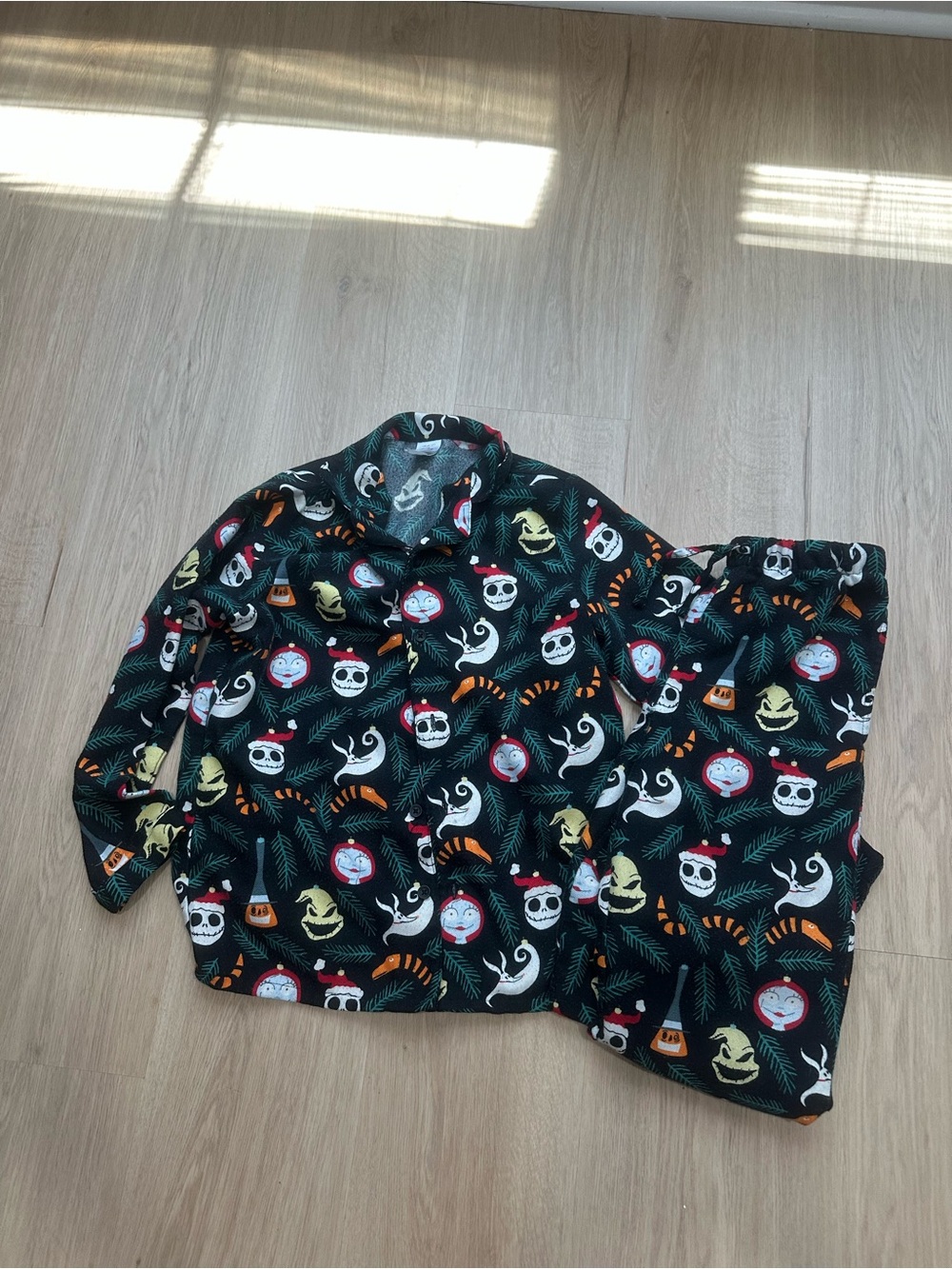 Disney Black Holiday Themed Kids Pajama Set with Multicolor Characters